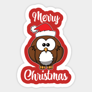 Merry Christmas Cute Owl Sticker
